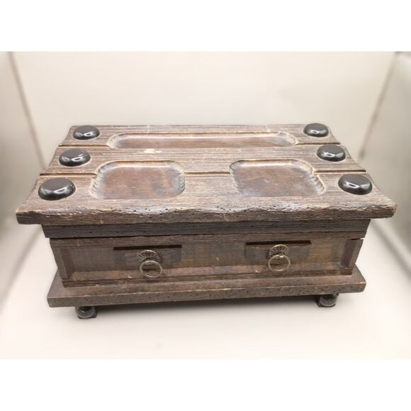 Vintage MCM 1950s Japanese Wood Chest Felt Lined Jewelry WORKING Music Box - Picture 2 of 11